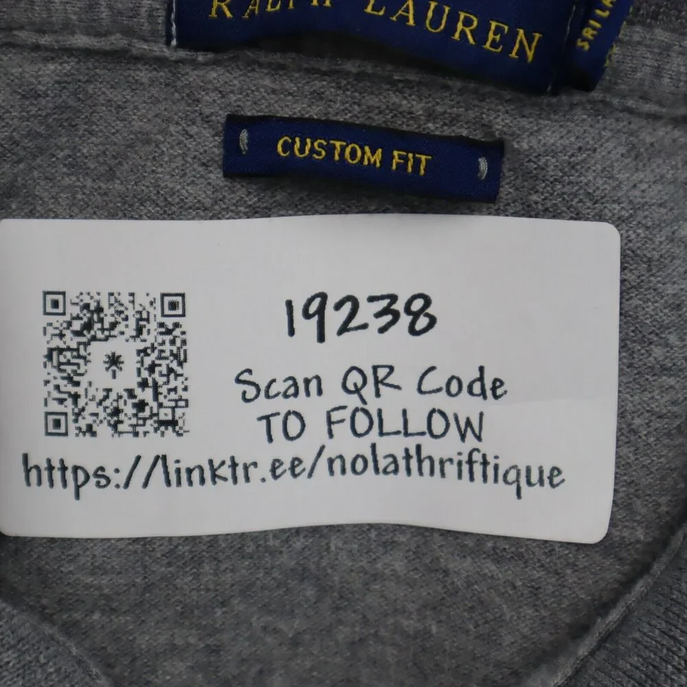 Ralph Lauren Shirt Mens L Gray Custom Fit Chest Button Short Sleeve Collared Top